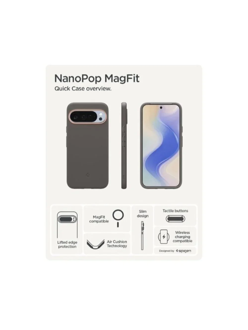 Spigen Nano Pop MagFit For Google Pixel 10/10 Pro Case Papaya Gray MagSafe